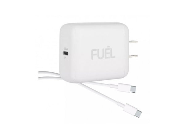 FUEL 45W Power Adapter with USB-C to C Cable - White